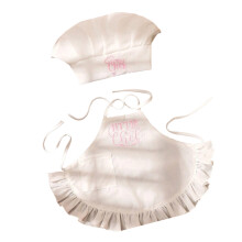 2 Piece Photography Cook Apron And Cap Set For Baby 0 to-White