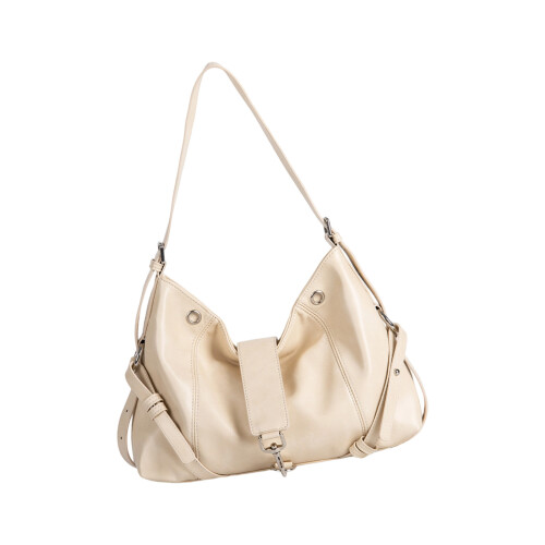 Trendy Leather Crossbody Purses with Adjustable-Beige