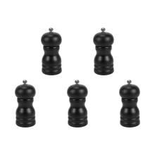 5X Träsalt- och Pepparkvarnsats Manuell Pepparsaltkvarnshaker, Massivt Trä med Justerbar Grovhet Svart