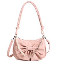Practical Large Capacity Women Crossbody Bag Cute Bows PU-Pink