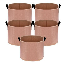 Paquet de 5 Sacs de Culture de 7 Gallons, Pots en Tissu Non Tissé Épais Très Résistants avec Poignées à Sangle Beige