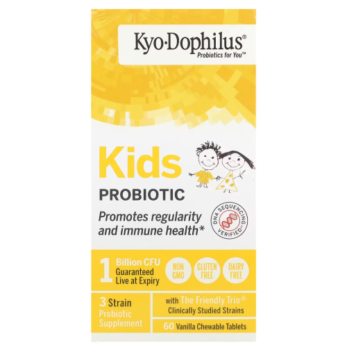 Kyolic, Kinderprobiotica, Vanille, 60 Eetbare Tablets 1