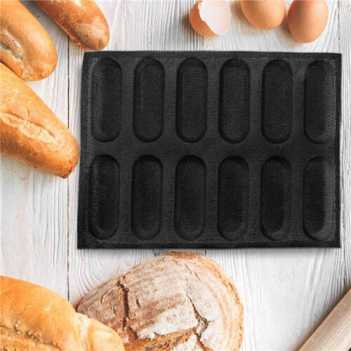 12-HåLs Silikonbaguette Pan-Non-Stick Perforerade Franska BröDformar, Varmkorvformar, Bakfoder Mat BröDform 2