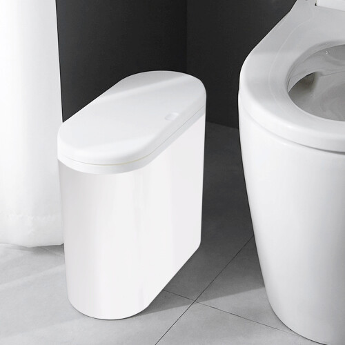 Kunststoff Schmal Typ KüChe MüLl Eimer Toilette Presse Typ Abfall BehäLter MüLl Eimer Bade Zimmer MüLl Eimer Korb MüLl Eimer Weiß 2