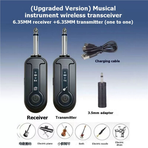 Wireless Guitar System Rechargeable Audio Transmitter Receiver Low Latency Guitar Amplifier Adapter Accessories Kit 2