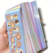 (10 packs) 100Pcs Korean Style Laser Stickers Set, Non-Repeating Decorative Stickers Kit, Cute Ins Gukka Stickers, Glitter DIY Craft Stickers Pack