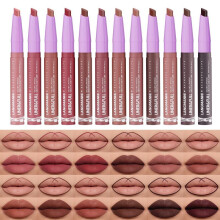 (08, 1g) LANGMANNI 12 Colors Lipstick Set, Long-Lasting, Lip Liner Dual-Use, Matte Moisturizing, Smudge-Proof
