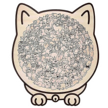 (D) 135Irregular Morandi-colored cat-shaped wooden puzzle, unique animal-shaped wooden puzzle
