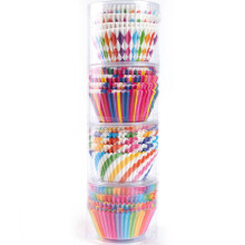 50 x Cake Case Baking Cups Liner Muffin Dessert Baking Cup with 400 x Colorful Rainbow Combo Disposable Baking Cups Set