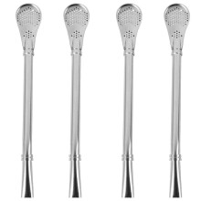Set of 4 Pcs - Stainless Steel Yerba Mate Tea Bombilla Gourd Drinking Straw Filtered