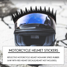 Elmetto per Moto Riflettente con Punte In Mohawk  In Gomma con Decalcomanie per Casco Rosso (Casco Non Incluso)