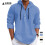 (Navy Blue, L) Herregenser i perlebomull med liten twill-krage og hette med knapper 3