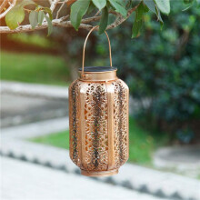 2X Solar Lantern Lights Outdoor Vintage Metal Hanging Lanterns with Handle for Garden Accessories Porch Decorations