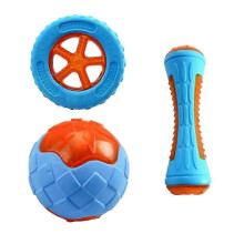 (three piece set) Rubber Dog Toys For Dog Chewing Bite Resistant Squeaky Training Playing Toy