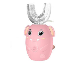 (Pink) Silicone Ultrasonic U Shape Baby Kids Electric Toothbrush