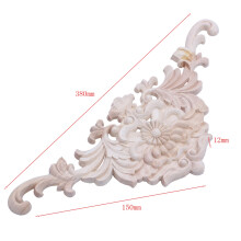 1X Rubber Wood Carved Applique 38 x 15 x 1.2cm & 4Pcs European Floral Furniture Carved Applique Wood Frame