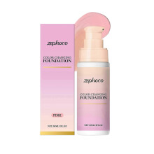 New model Zephoco Pink Temperature Change Concealer Foundation Cream Natural Makeup Feeling Lightweight Complexed Skin Color Concealer Foundation Crea