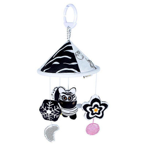 Zebra Pattern Wooden Crib Rattle for Newborns