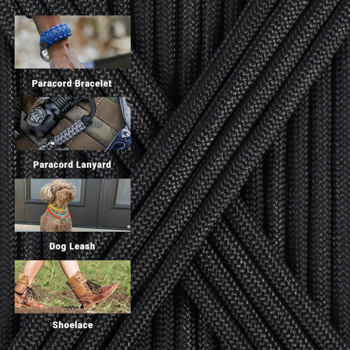 Σχοινί Paracord τύπου III 4mm100ft μαύρο 2