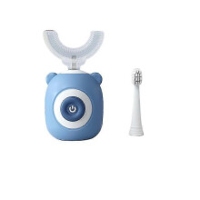 (Blue) Baby U-shaped Electric Automatic Toothbrush U-shaped 2-12 Years Old