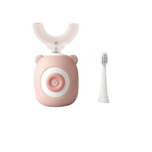 (Pink) Baby U-shaped Electric Automatic Toothbrush U-shaped 2-12 Years Old