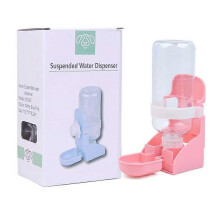 (Pink) Hanging Pet Drinker Hanging Automatic Water Feeder