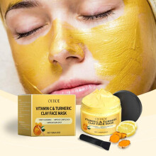 (120g) OUHOE Vitamin C Turmeric Clay Mask Glow Hydrating Purifying Deep Nourishing Face Mask 60ml
