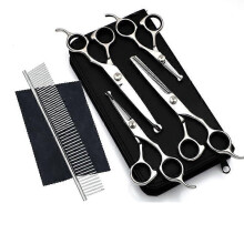 (Black) Dog Grooming Scissors Kit Professional Safety Thinning Shears