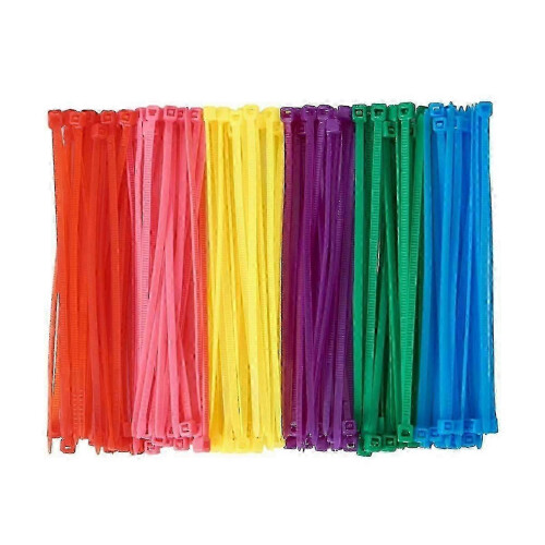 600 Pieces (100 Per Color) Small Colored Zipper Ties Clear Zip Ties