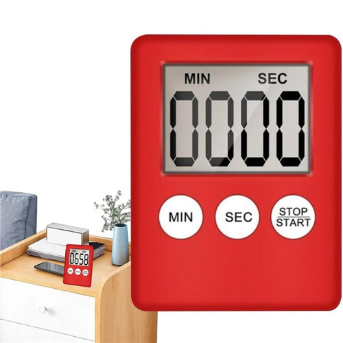 Digital Kitchen Timer, Timer, Egg Timer, Suitable for Work, Sports Timer, Game, Cooking Timer, 4 Pack Red 2