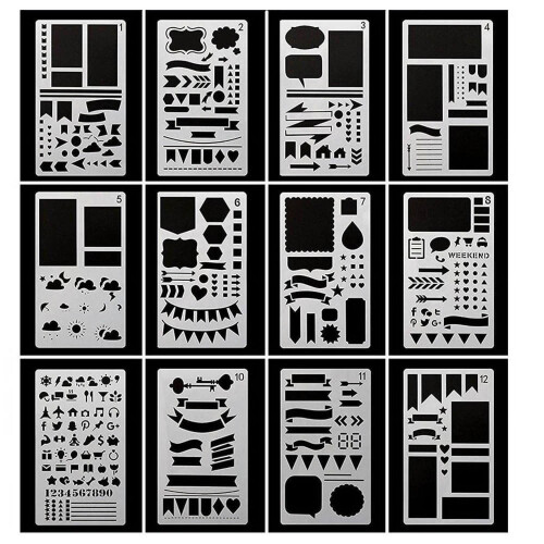 Plastic Drawing Template Stencils Kit 12 Styles 1