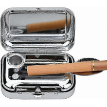 Mini Ashtray, Triomphe Portable Ashtray, Square Metal Ashtray, Travel Ashtray with Lid, Smell Proof Pocket Ashtray, Suitable for Pocket Ashtrays Such