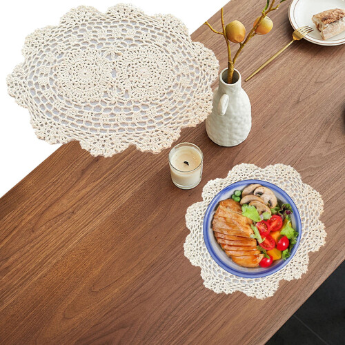Retro kanten placemats beige 12x16 inch 1
