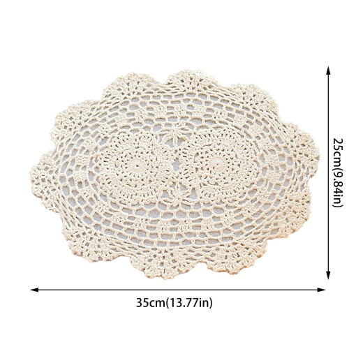 Cotton crochet placemat oval lace handmade 1 pc 2