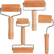 4 Stuks Houten Pizzaroller, Houten Deegroller met Antiaanbaklaag voor Thuis, Professionele Deegroller voor Bakken