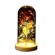 (Red) Beauty And The Beast Gold Foil Galaxy Rose Led Light Artificial Flowers