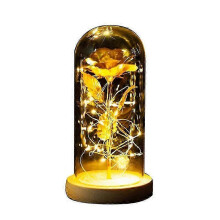 (Gold) Beauty And The Beast Gold Foil Galaxy Rose Led Light Artificial Flowers