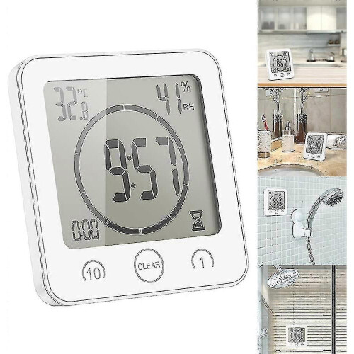 2024 Waterproof Shower Clock, Touch Shower Timer Clock (white)