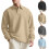 (Black, L) Men's Textured Jacquard Solid Button-Up Long Sleeve Loose Sweatshirt 2