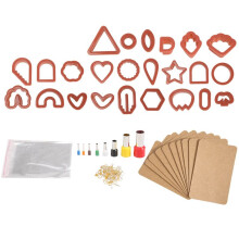 Polymer Clay Cutter - Set med 24 Forms Plast LerskäRare för Smycken med 16 Runda SkäRare och 60 öRhäNgen TillbehöR