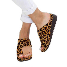 (Leopard Print, 41) Toe Ring Slides Flip Flop Sandal Wear-resistant Shoes With Thick Soles For Summer Casual Leisure