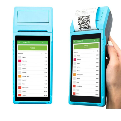 For Android PDA Printer Mobile Receipt Bill  Thermal Printer 5.5In HD Touch Screen Support 1D/2D Scanning US Plug 1