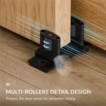 Siding Closet Door Floor Guide,Update Adjustable 3-Roller Design for Bypass Doors Floor Guide,Sliding Door Bottom Guides
