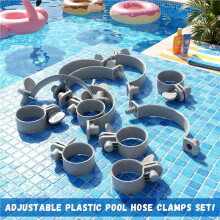 12 Pcs Adjustable Plastic Hose Clamps for Above Ground Swimming Pool Key Hose Clamps Filter Pump Connector Clips