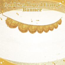 Banner Dorado con Flecos en Capas y Borde Festoneado 1,8 M (5,9 Pies). Perfecto para Despedidas de Soltera, Fiestas de Cumpleaños, Decoración de