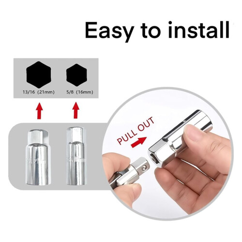 Chave de Soquete para Velas de Ignição, Cabo em T com Duas Chaves de 16 mm (5/8 Polegadas) e Duas de 21 mm (13/16 Polegadas) 2