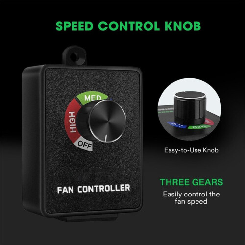 2pcs Variable Speed Controller Cordless Vent Blower Speed Adjuster for Inline Duct Exhaust Fan Us Plug 1