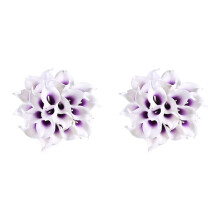 48 Stücke Künstliche Calla Lily Blumen für DIY Braut Hochzeits Strauß Mittel Stücke Haus Dekor (Lila Im Weiß)