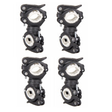 4X 360 Grados Bicicleta Giratoria Luz de la Bicicleta Doble Soporte LED Frontal Linterna Lampara Manejar de la Bomba Accesorios de Bicicleta Negro +