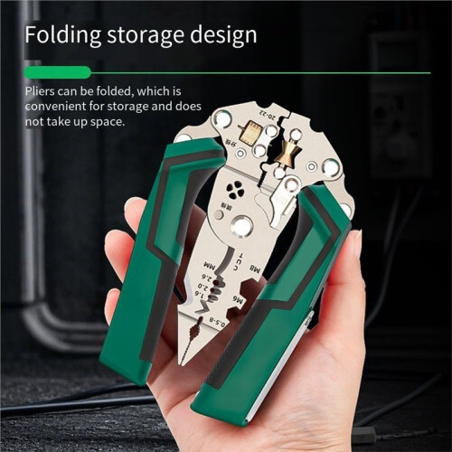 Folding Wire Stripper Pliers Foldable Wire Stripper Cutter Crimper for DIY Electricians Internet Engineers Home Office 1